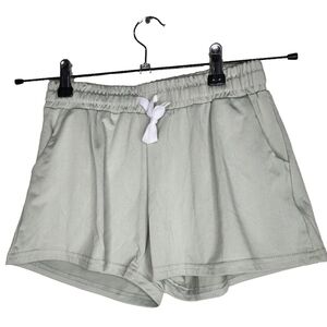 Real Essentials Girls Dry Fit Elastic Waist Shorts in Light Green Size M